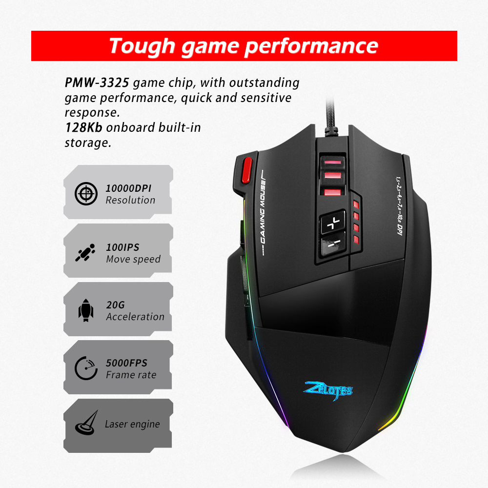 Mouse Gamer ZELOTES C13 com Fi - Gaming Console Buttons avaliação e preço